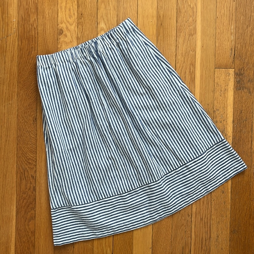 J. Crew XXS Nautical Blue & White Striped Linen Blend Skirt with Pockets - Picture 4 of 11